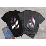 American Flag Breast Cancer Awareness Shirt